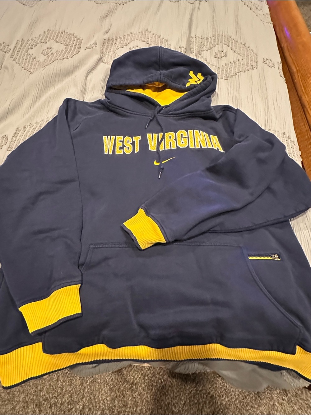XL West Virginia Navy & Gold Hooded Sweatshirt - Nike